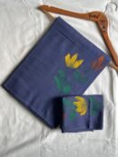Indigo Blue Hand Block Printed Pure Cotton Saree with Floral Motifs & Blouse