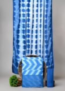Royal Blue & White Shibori Printed Cotton Suit Set | Designer Printed Top, Bottom & Dupatta