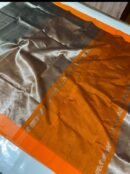 Pure Handwoven Chanderi Silk Tissue Saree with Silver & Golden Zari | Contrast Silk Pallu