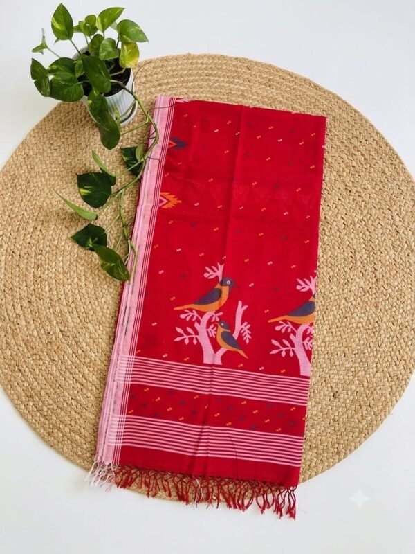Tanuchi Cotton Jamdani Saree – Traditional Bengal Weave
