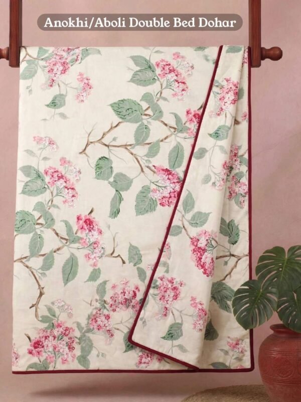 Anokhi & Aboli Premium Double Bed Malmal Dohar | 3-Layer Soft Cotton Voile | 90×100 Inches