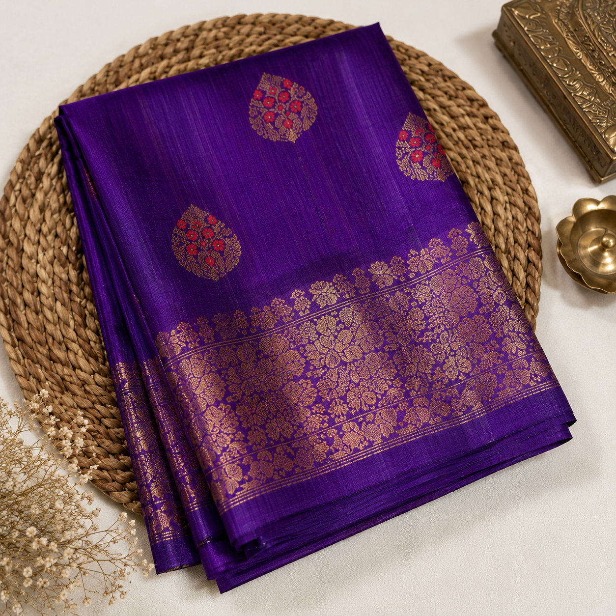 Pure Handloom Raw Silk Kadhwa Weave Saree | Silk Mark Certified | Rich Woven Pallu