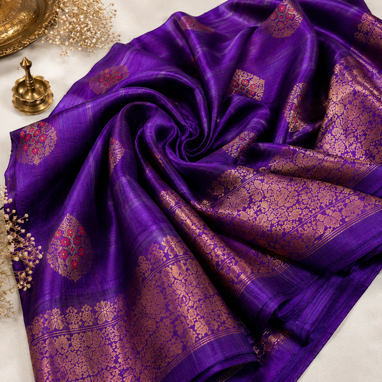 Pure Handloom Raw Silk Kadhwa Weave Saree | Silk Mark Certified | Rich Woven Pallu - Image 2
