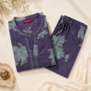 Elegant Long Coordset – Embroidered Rayon Floral Printed Long Kurta with Matching Pants